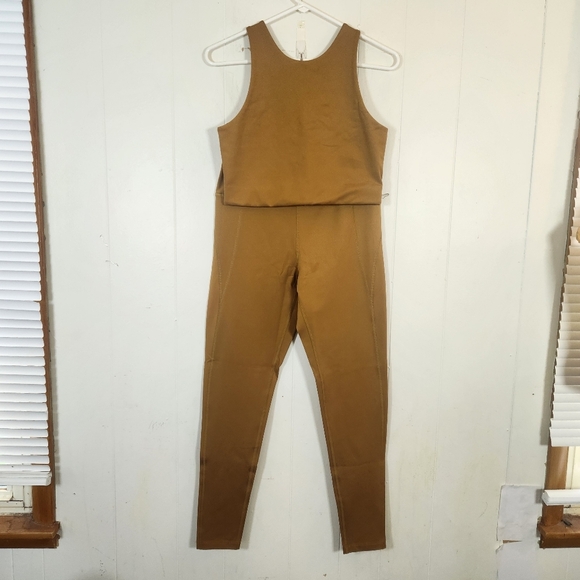 Girlfriend Collective Paloma Bra High Waist Legging Set Size Large In Saddle - Picture 2 of 16